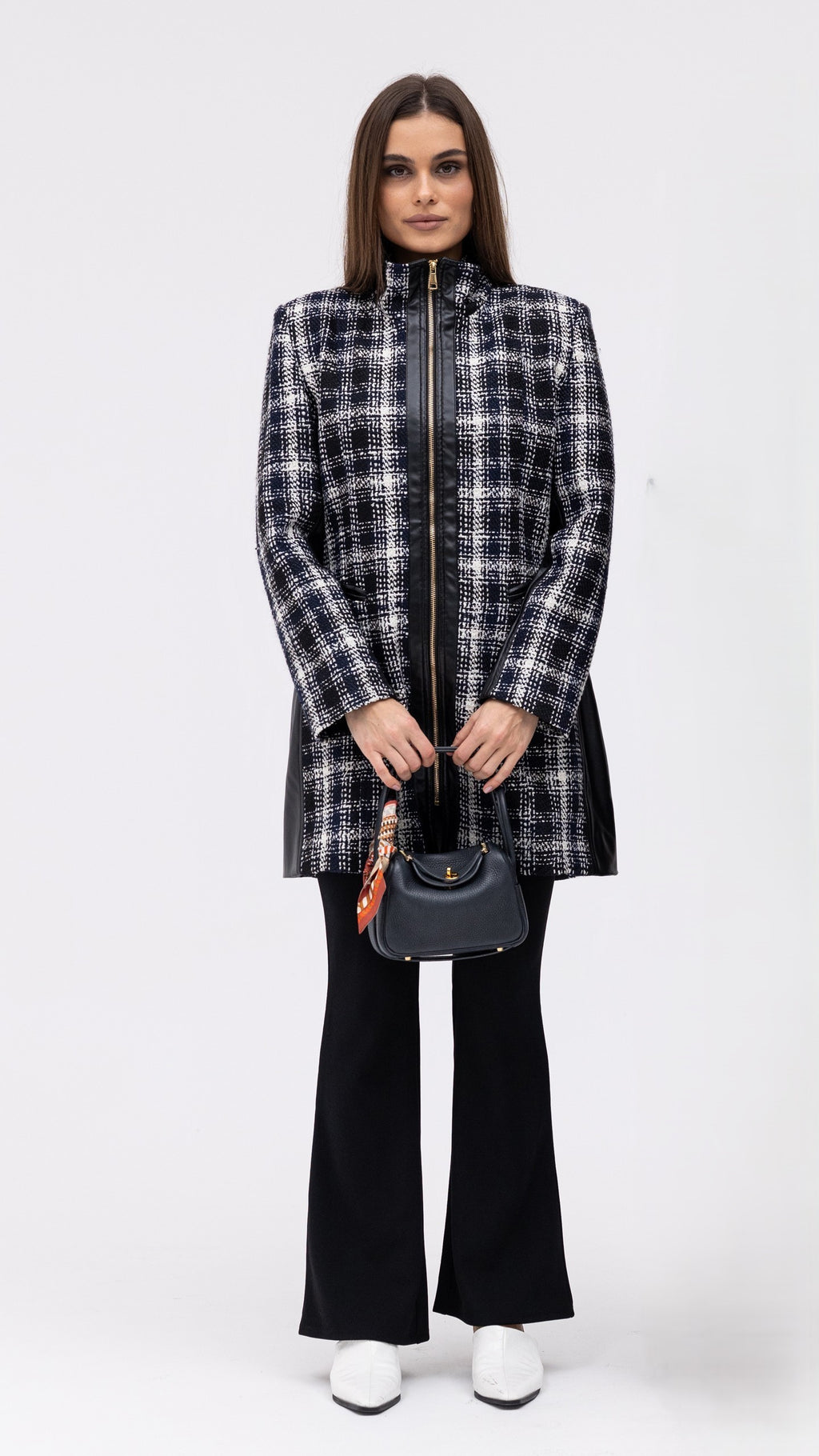 Plaid Leather Jacket - Black
