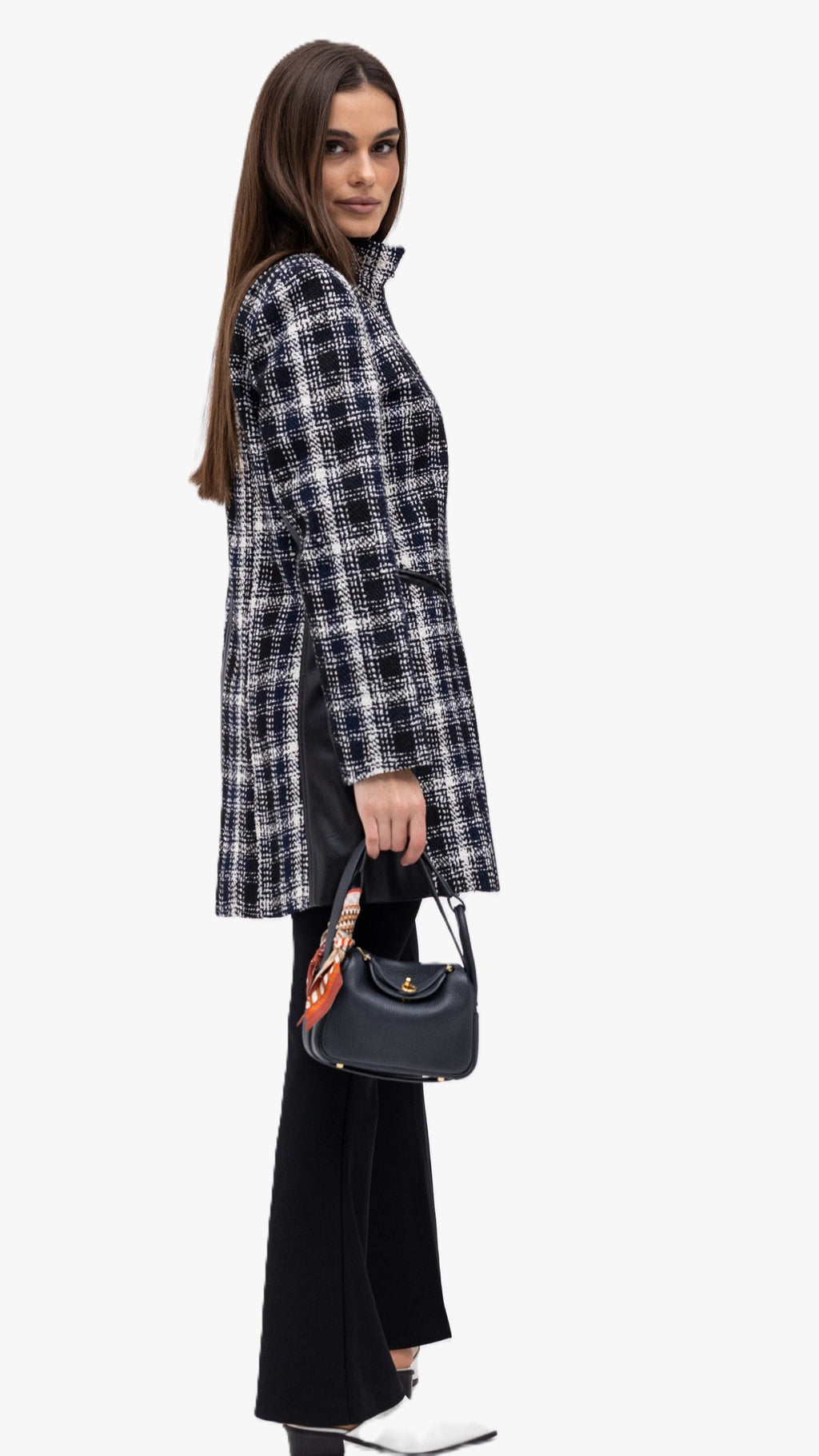 Plaid Leather Jacket - Black